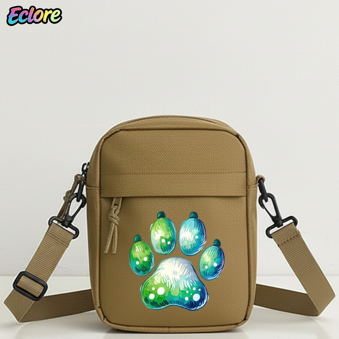 Cycling Commute - Watercolor Animal Paw Print Shoulder Bag