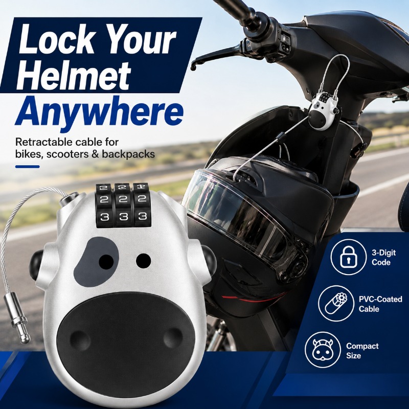 Cycling Journey - Mini Cow Combination Cable Lock Retractable