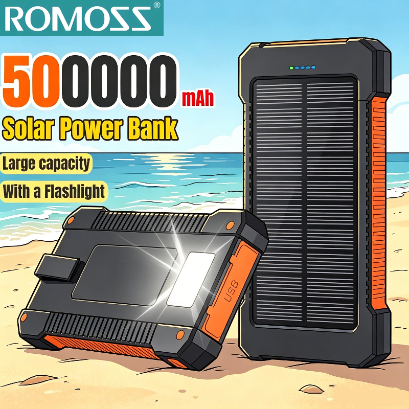 Usb Charger Dynamo - ROMOSS 500000mAh Solar Power Bank Super