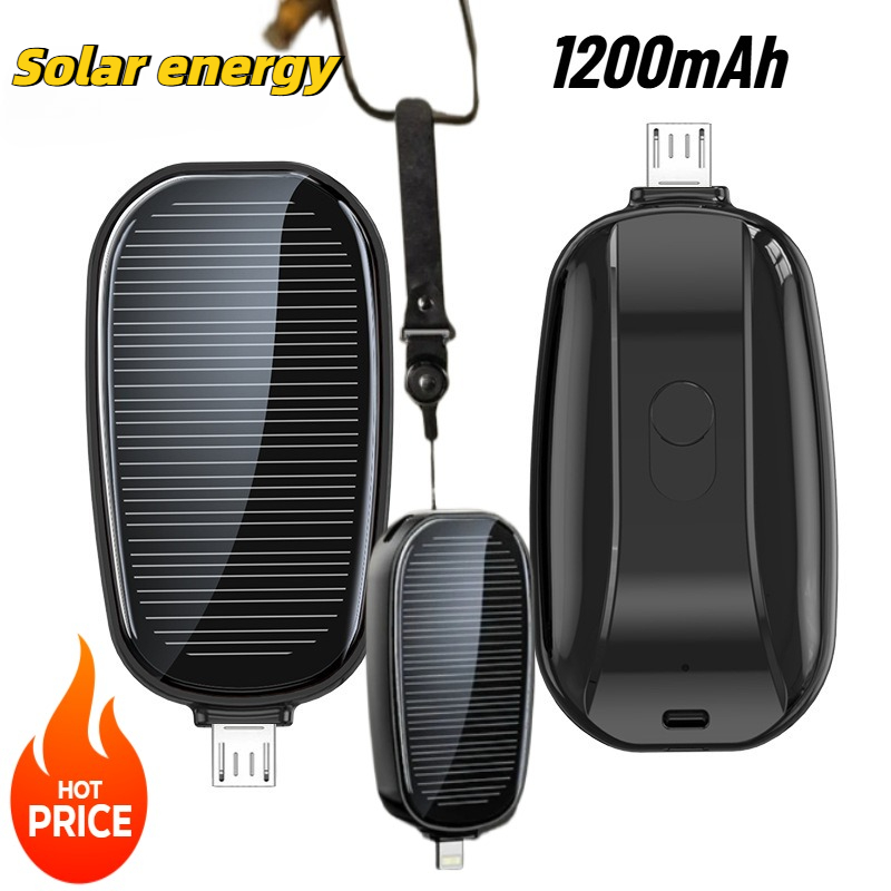 Usb Charger Dynamo - 1200mAh Solar Mini Power Bank Keychain