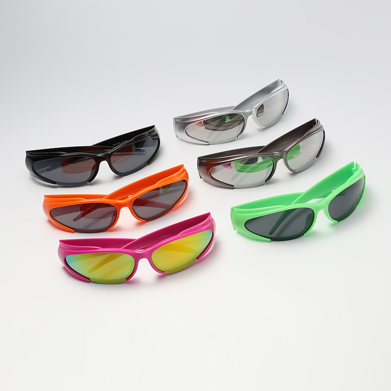 Cycling In City - Protective Glasses Y2K Silver Sunglasses Colorful