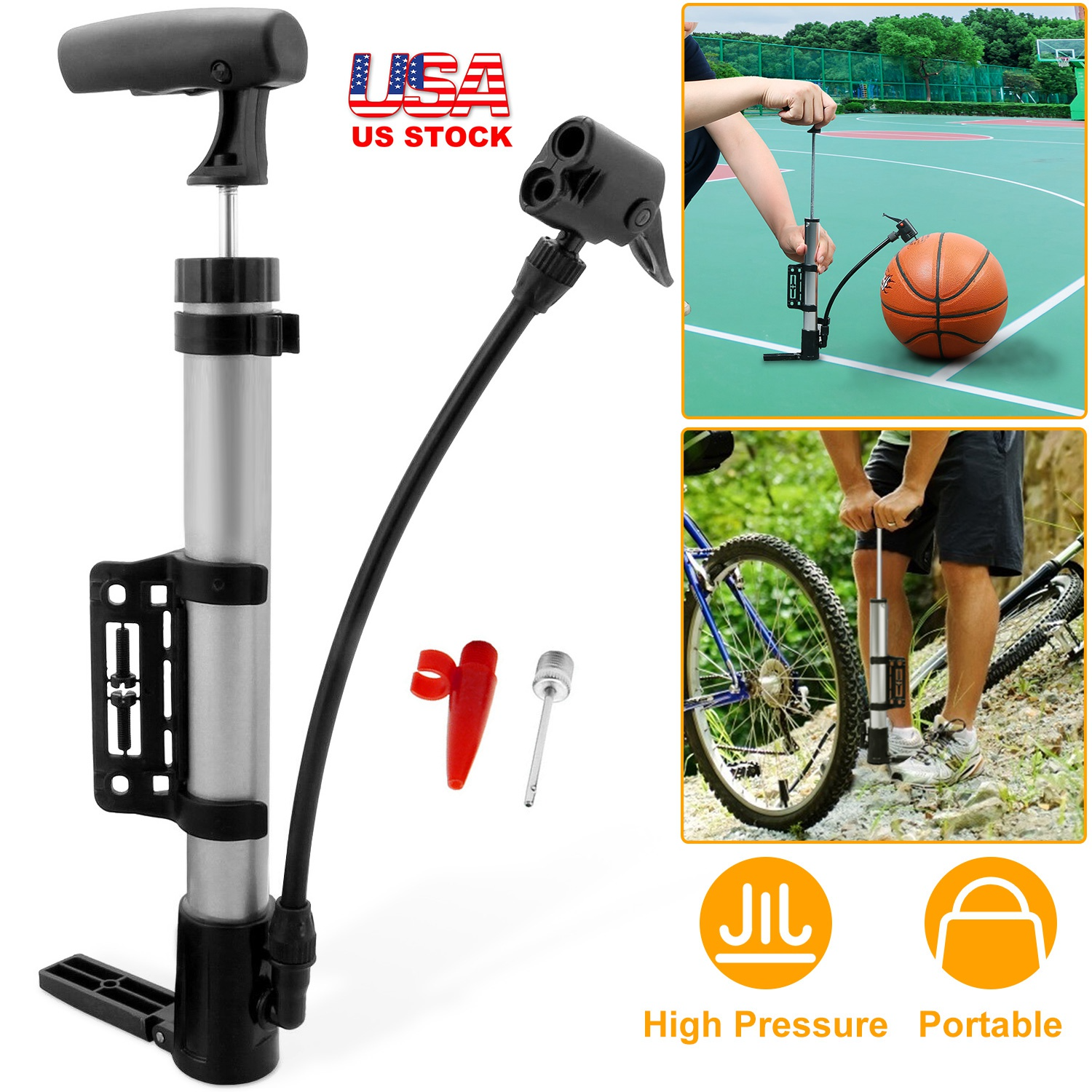 Bike Pump Frame Mount - Mini Portable Bike Tire Pump, Handheld