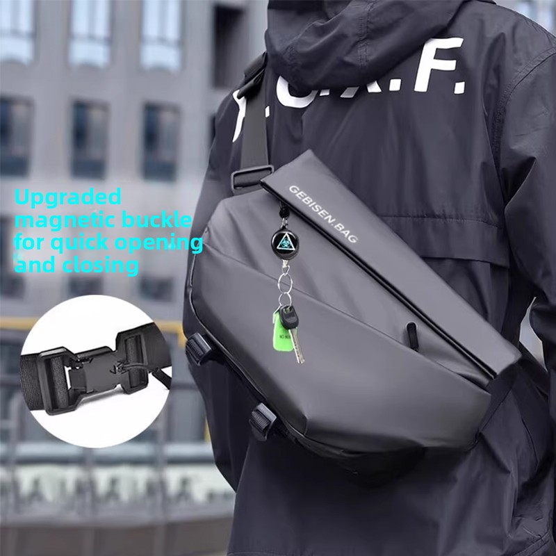 Cycling Commute - Magnetic Buckle Men Crossbody Bag, Large