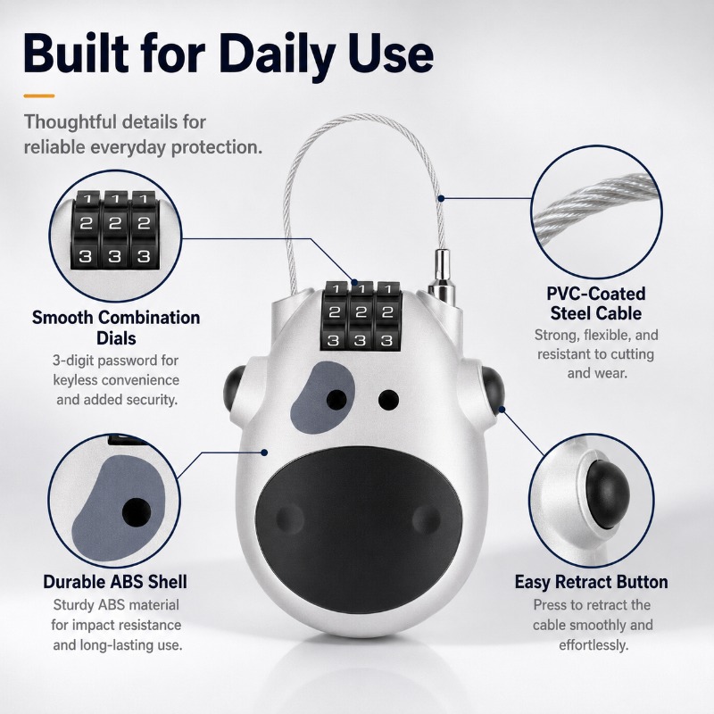 Mini Cow Combination Cable Loc - Cycling Journey ulasan dan harga