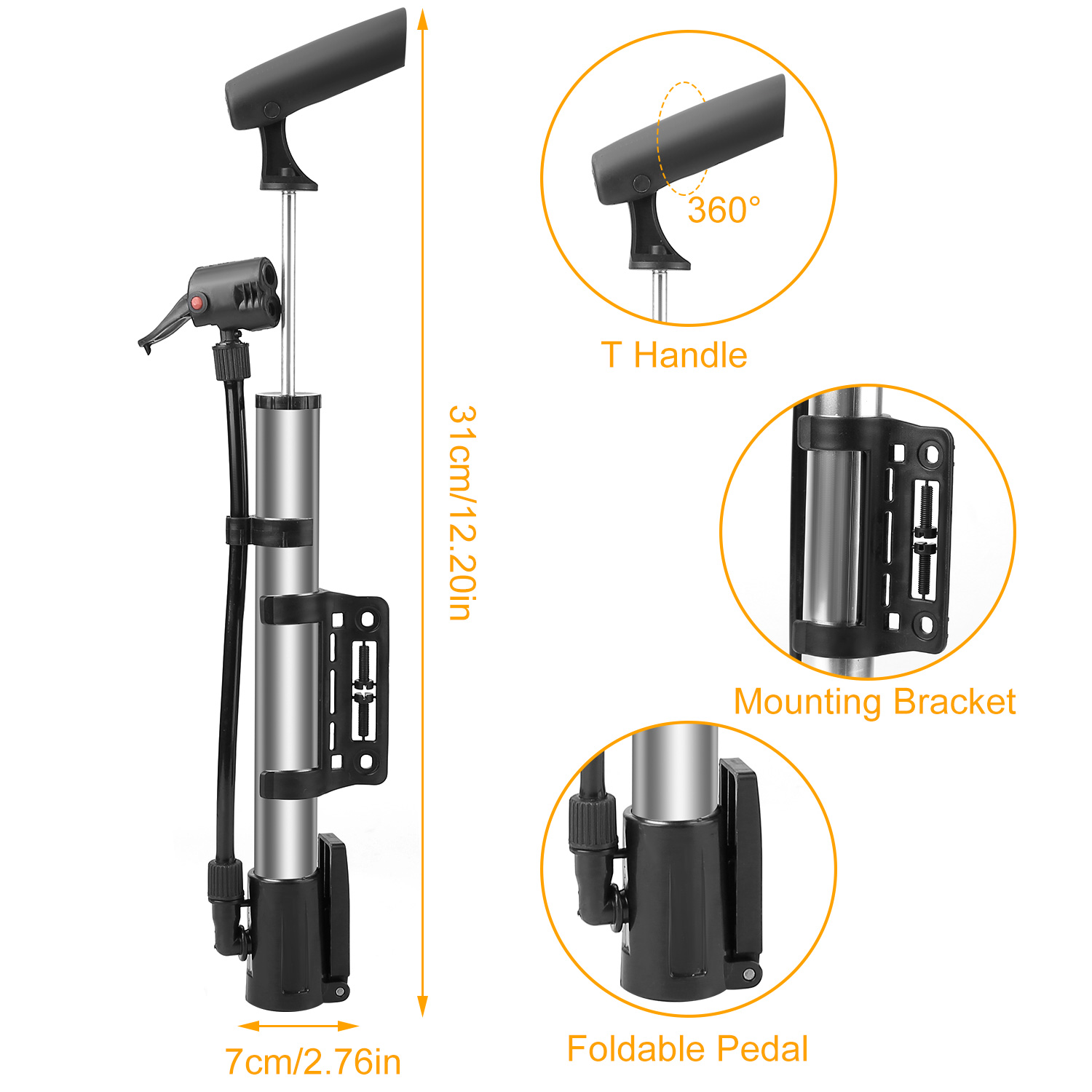 Mini Portable Bike Tire Pump,  - Bike Pump Frame Mount ulasan dan harga